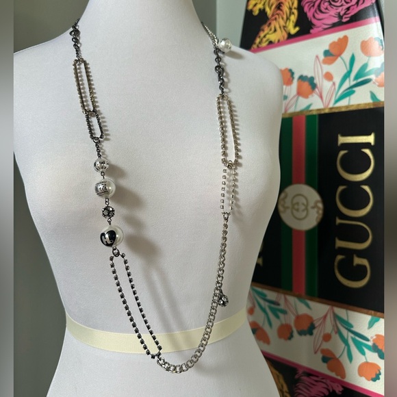 Harajuku Lovers Jewelry - Rare Harajuku Lovers Y2K 2000s Extra Long Rhinestone Pearl Necklace Gwen Stefani